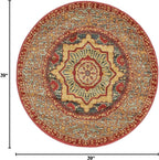 Unique Loom Palace Collection Area Rug - Saray (3' 3" Round, Navy Blue/Rust Red)