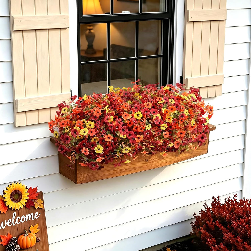 Fall Artificial Flowers Fake Mums UV Resistant for Outdoors Garden Decor