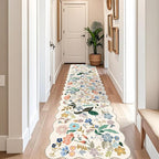 Washable 3x12 Hallway Runner Rug: Soft Floral Scalloped Runners - Image 2