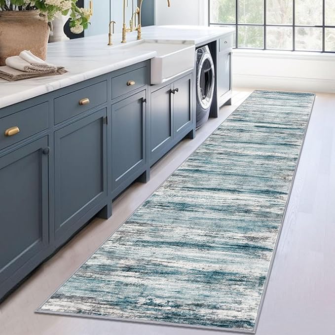 KOZYFLY Modern Abstract Hallway Runner Rug, 2.6x12 Washable Rug Runner Non-Slip - Image 7