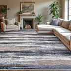 Lansny Modern Abstract 9x12 Large Machine Washable Living Room Rug Non-Slip by lansny