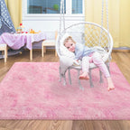 Small Area Rug for Bedroom 3x5ft Mini Tie-Dye Pink Fluffy Rug Mat Bedside Throw - Image 4