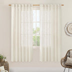 LAMIT 68 inch Semi Sheer Linen Curtains 2 Panels Set, Cream Ivory Light by LAMIT