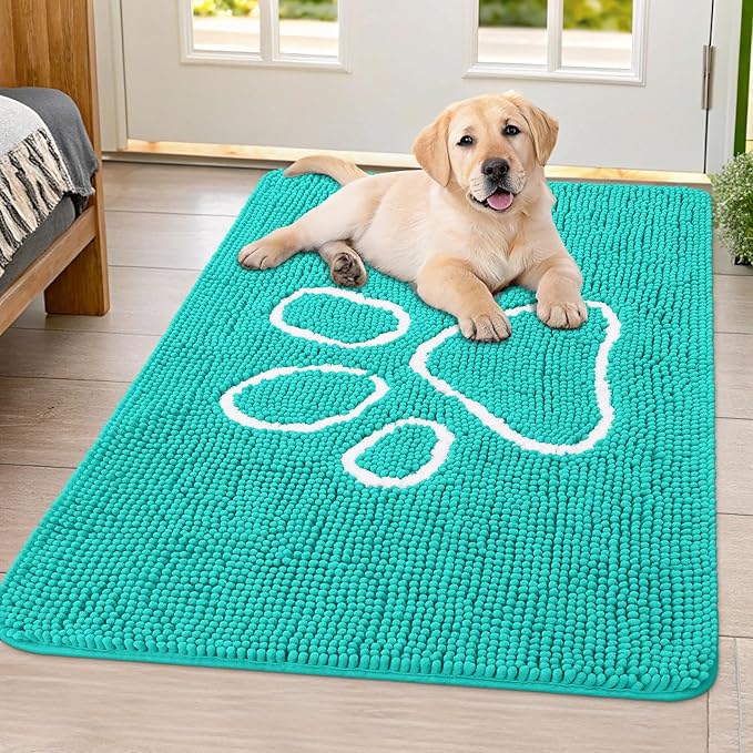 Smiry Dog Door Mat for Muddy Paws, Absorbent Dirt Trapper Non Slip Quick Dry by Smiry