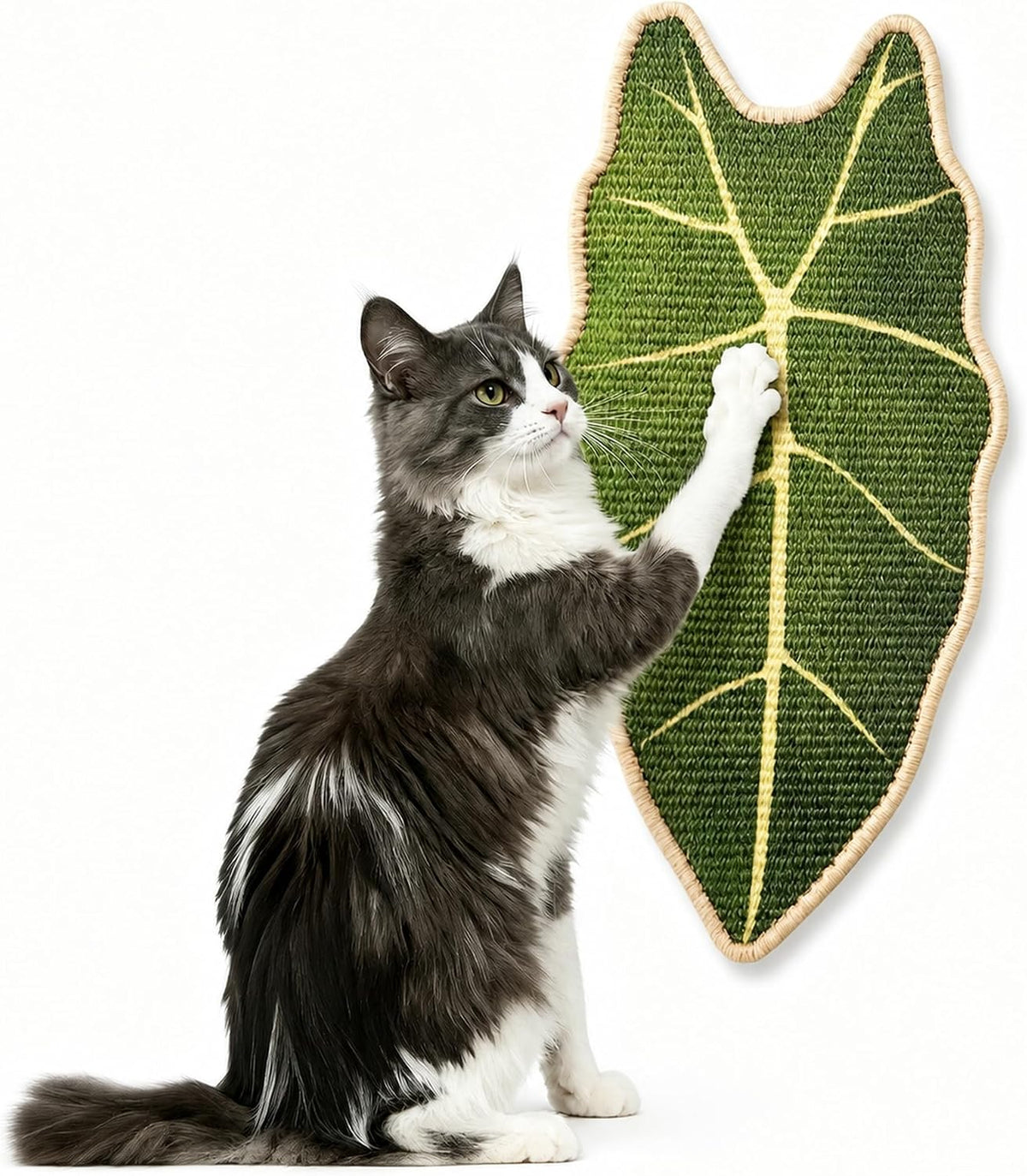 Natural Leaf-Shaped Sisal Cat Scratcher for Wall and Floor, Large Cat Scratch Pad for Indoor Cats Furniture Protection, Extra Large Wall Mounted Cat Scratching Mat for Claw Care (Anthurium)