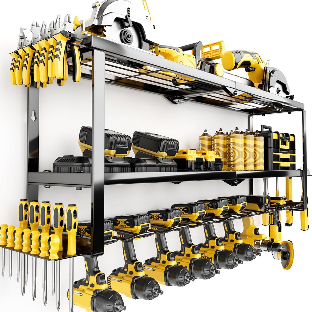 Heavy Duty Power Tool Organizer Wall Mount, Drill Holder Storage Rack Shelf