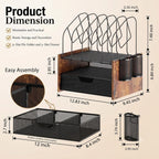 Desk Organizer with Drawer, Desktop File Organizer and Paper Tray Organizer with Vertical File Holder, Office Desk Accessories for Mail, Documents, Papers, Notebooks and Home Office Storage