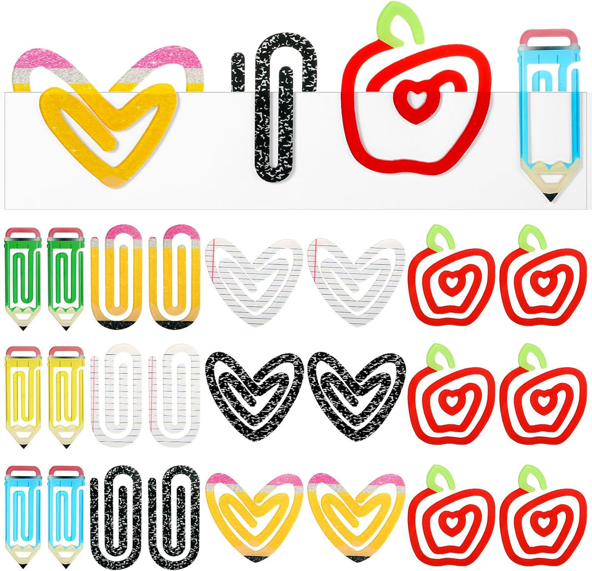 24 Pcs Back to School Jumbo Acrylic Paper Clips, 4 Inch