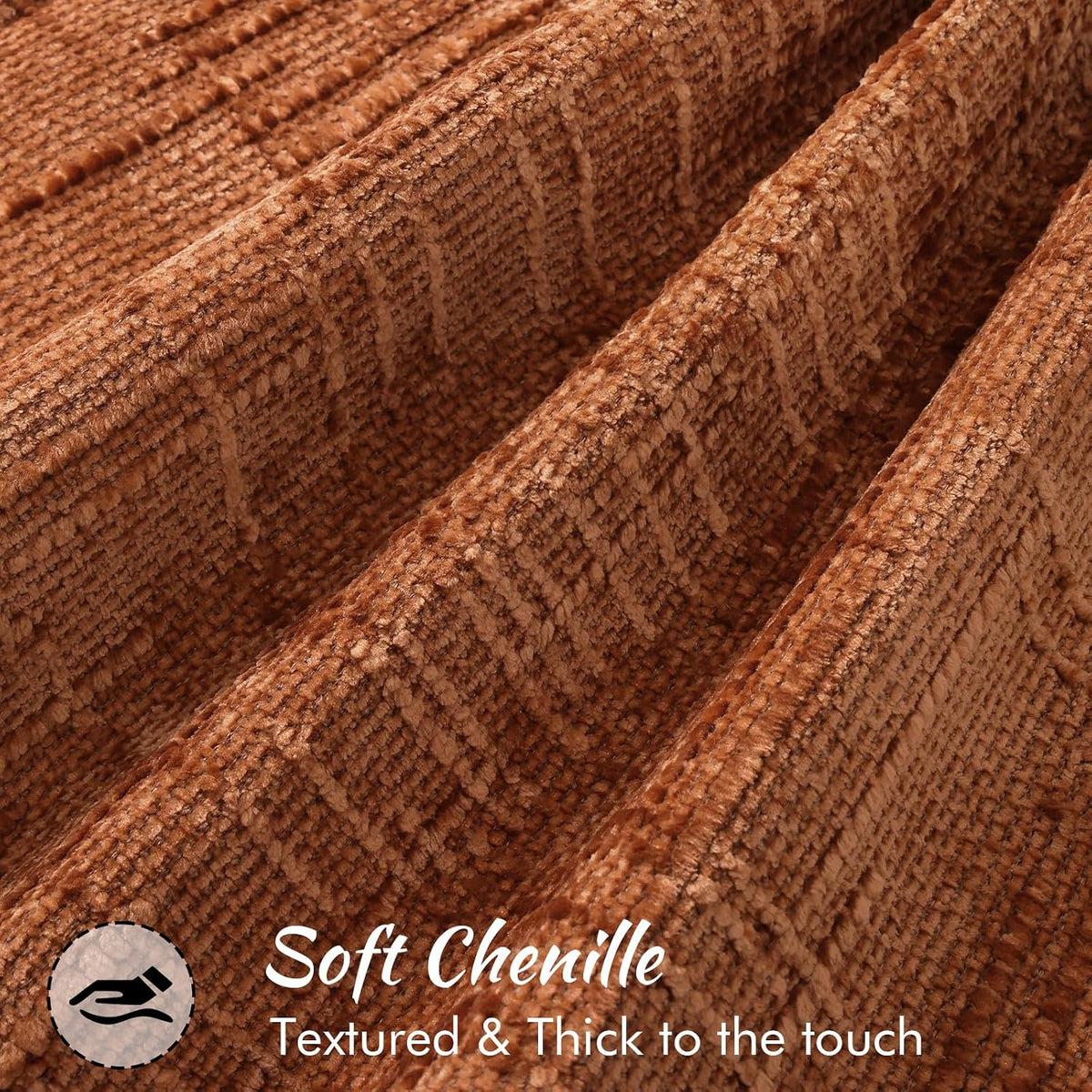decorUhome Chenille Decorative Throw Pillow Covers 20x20 Set of 2, Rust