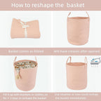 XUANGUO Cotton Rope Laundry Basket Hamper for Clothes, coral pink