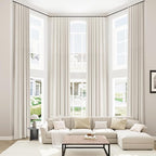 Guken 100% Blackout Cream Linen Curtains 52 Inch Wide by 140 Inch 2 Panels Set by Guken
