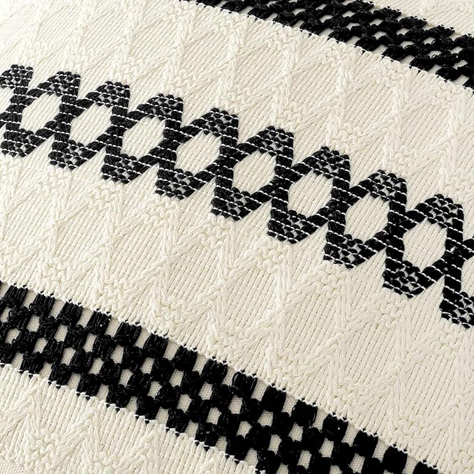 MIULEE Set of 2 Black Boho Decorative Pillow Covers 18x18 Inch Farmhouse Rustic - Image 4