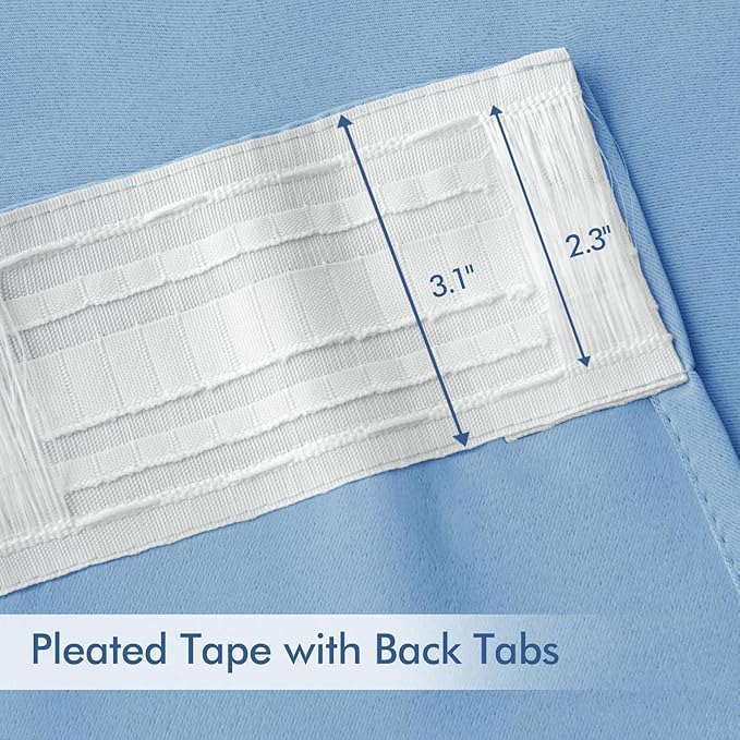 MIULEE Sky Blue Back Tab Blackout Curtains 102 Inch Long 2 Panels Set - Image 4