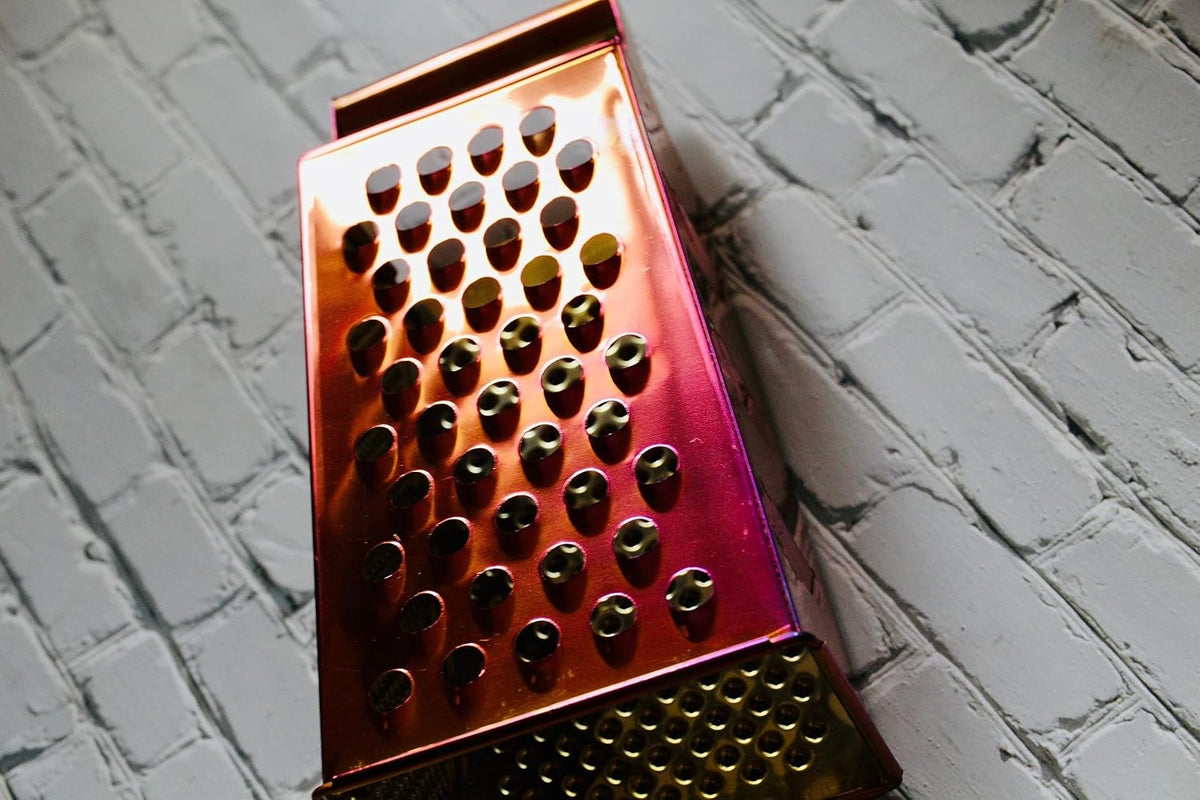 Large Stainless Steel 4 Sides Grater Slicer with Handle, Multifunctional Cutter Planing for Ginger, Garlic, Cucumbers, Carrots, Cheese, Potato, Ergonomic Design Kitchen Gadgets Accessories Gold