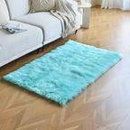 duduta Turquoise Blue Faux Sheepskin Fur Rug 3x5 ft, Fluffy Shag Bedroom Dorm - Image 6