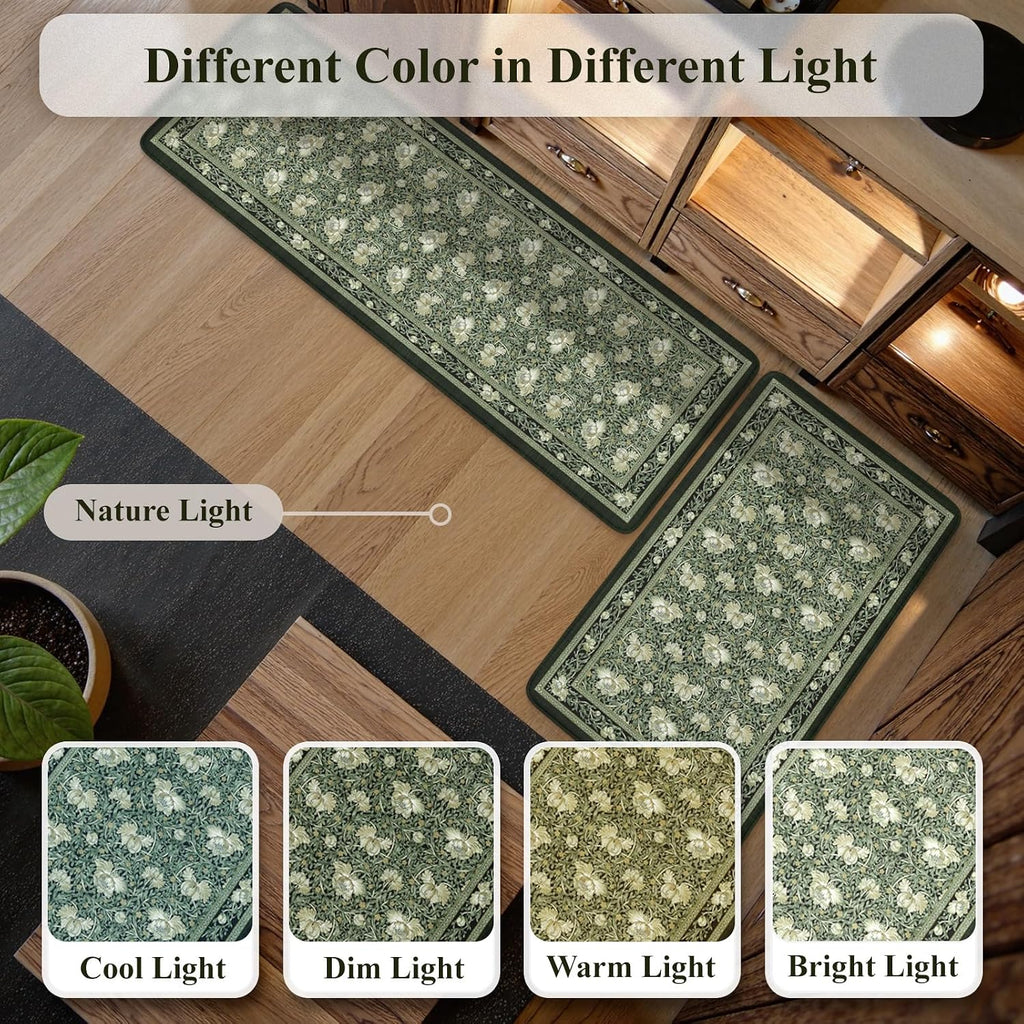 KIMODE Kitchen Mats for Floor Cushioned Anti Fatigue 2-Piece Comfort Mat