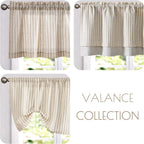 jinchan Stripe Linen Kitchen Valance Curtain, 50x16, 1 Panel, Taupe