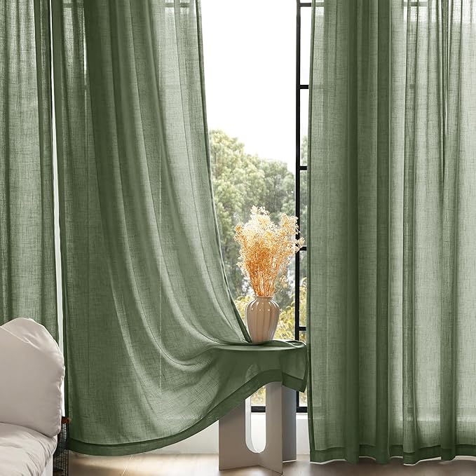 Olive Green Curtains 120 inch Length 2 Panels - Image 5