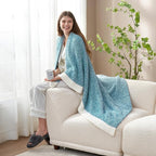 Snuggle Sac Super Soft & Reversible Heather Teal Blue Throw - Image 6