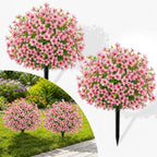 2Pcs 22" Artificial Topiary Ball Flowers for Outdoors Planters, Spring Summer Decoration, UV Resistant Faux Floral Greenery, Fake Shrubs Bushes for Indoor Outdoor Garden Yard Porch Patio Home Decor