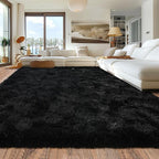Rugs for Living Room 6x9, Soft Shaggy Modern Shag Black Area Rug for Bedroom - Image 7