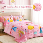 lasoftan Kids' Princess Bedding Set, Pink Princess, Full, 7-Piece