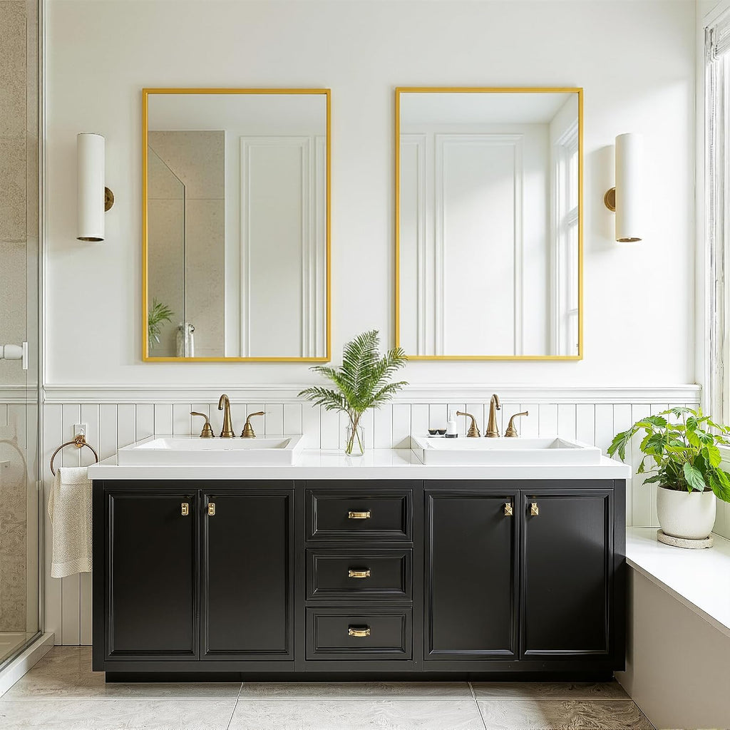 FICTOR Bathroom Vanity Mirror for Over Sink, 24" x 36", Gold