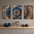 DRACIT Colorful Tree Rings Framed Canvas Wall Art Set,Abstract Blue and Brown Wood Grain Wall Decor,Nature Modern Annual Ring Texture Artwork for Living Room,Bedroom-16 x24 x3