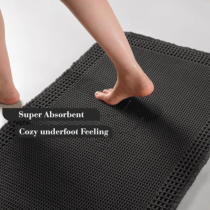RESARE Waffle Bathroom Runner Rugs, Super Absorbent Bath Mat Non Slip Washable - Image 3
