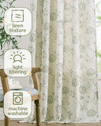 jinchan Linen Curtains Floral Curtain 84 Inch Length - Image 4