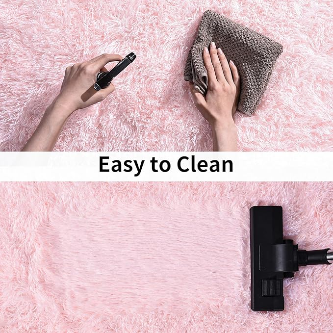 Soft Shag Runner Rugs for Girls Bedroom, 2x6 Pink Fluffy Throw Area Rug Non - Image 7