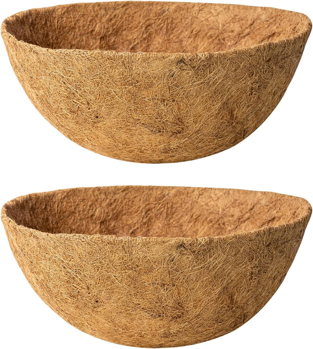 2 Pack 16 Inch Round Replacement Coco Liners for Hanging Basket Natural Coconut Fiber Liner for Flower Planter Coco Coir Pots for Outdoor Garden Plants