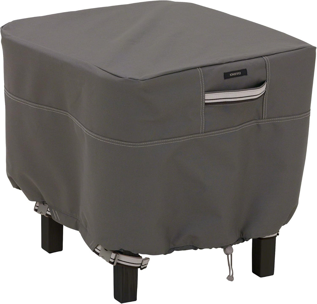 Classic Accessories Ravenna Water-Resistant 21 Inch Square Patio Ottoman/Table Cover, Outdoor Table Cover