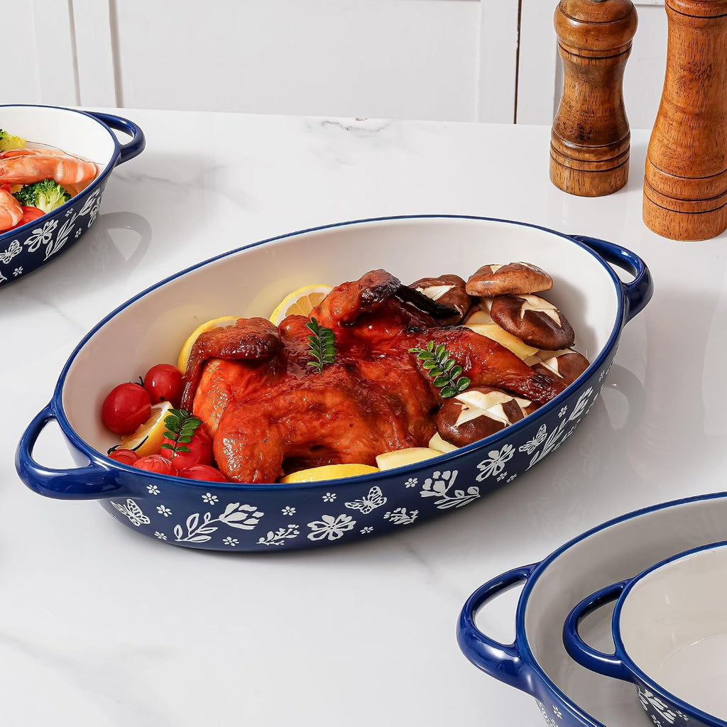 Wisenvoy Baking Dish Casserole Dish Ceramic Au Gratin Baking Dish Lasagna Pan Oval Casserole Dishes for Oven