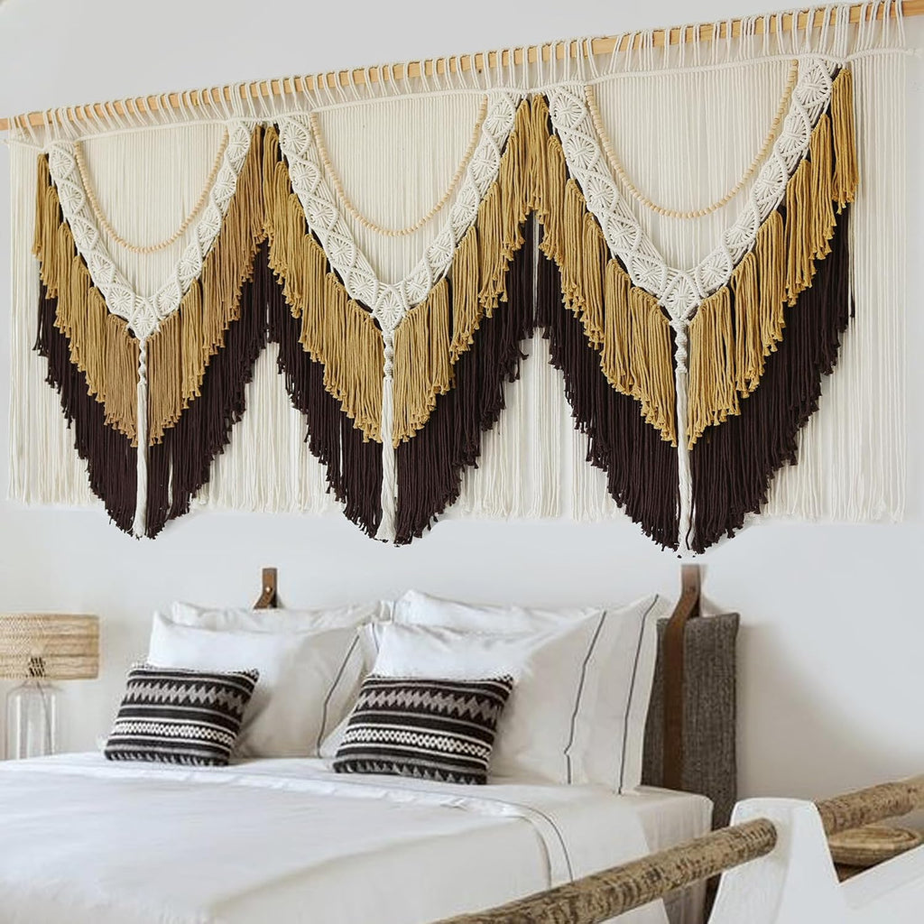 Macrame Wall Hanging Wedding Hanger Tassel Knotting Boho Decor 47"W*25"L