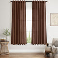 Mocha Brown Linen Curtains 63 Inches Long 2 Panel Sets by Nanspring