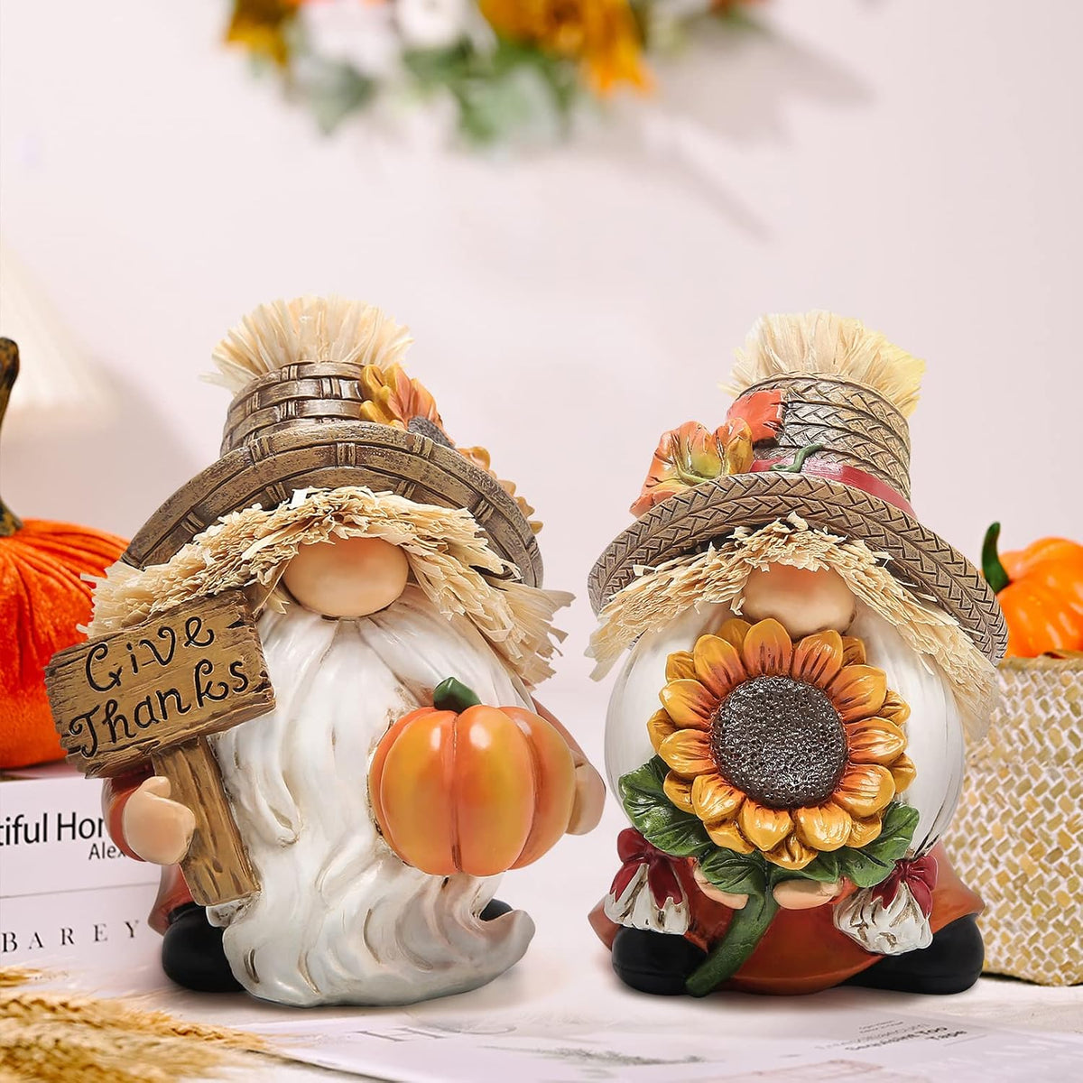 Hodao 2pcs Thanksgiving Gnomes Decor, Fall Decorations for Home