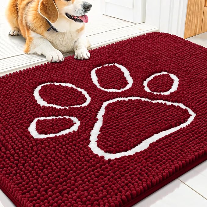 Smiry Dog Door Mat for Muddy Paws, Absorbent Dirt Trapper Non Slip Quick Dry by Smiry