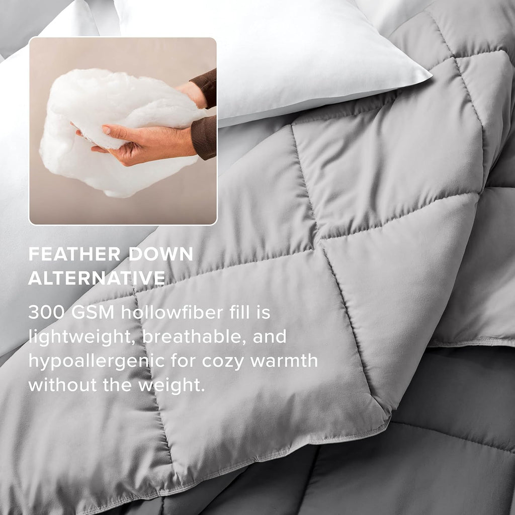 Bare Home Reversible Comforter (Queen, Grey/Light Grey)