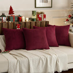 MIULEE Soft Corduroy Christmas Throw Pillow Covers Burgundy 18x18