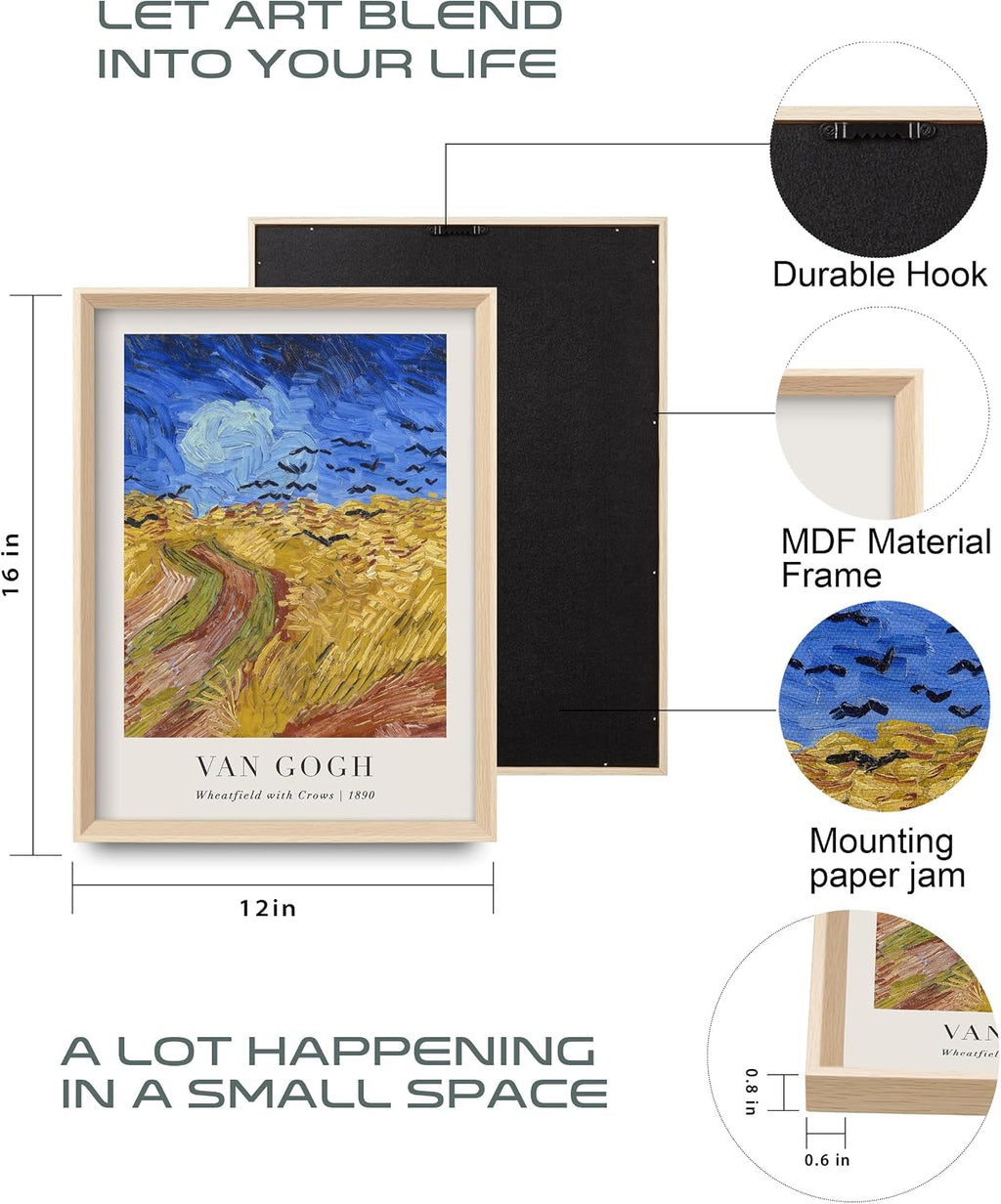 HesenDot Van Gogh Framed Wall Art,Vintage Canvas Prints Set of 3