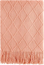 BOURINA Orange Throw Blanket 50x60 Inches Throw Textured Solid Soft Sofa Couch by BOURINA