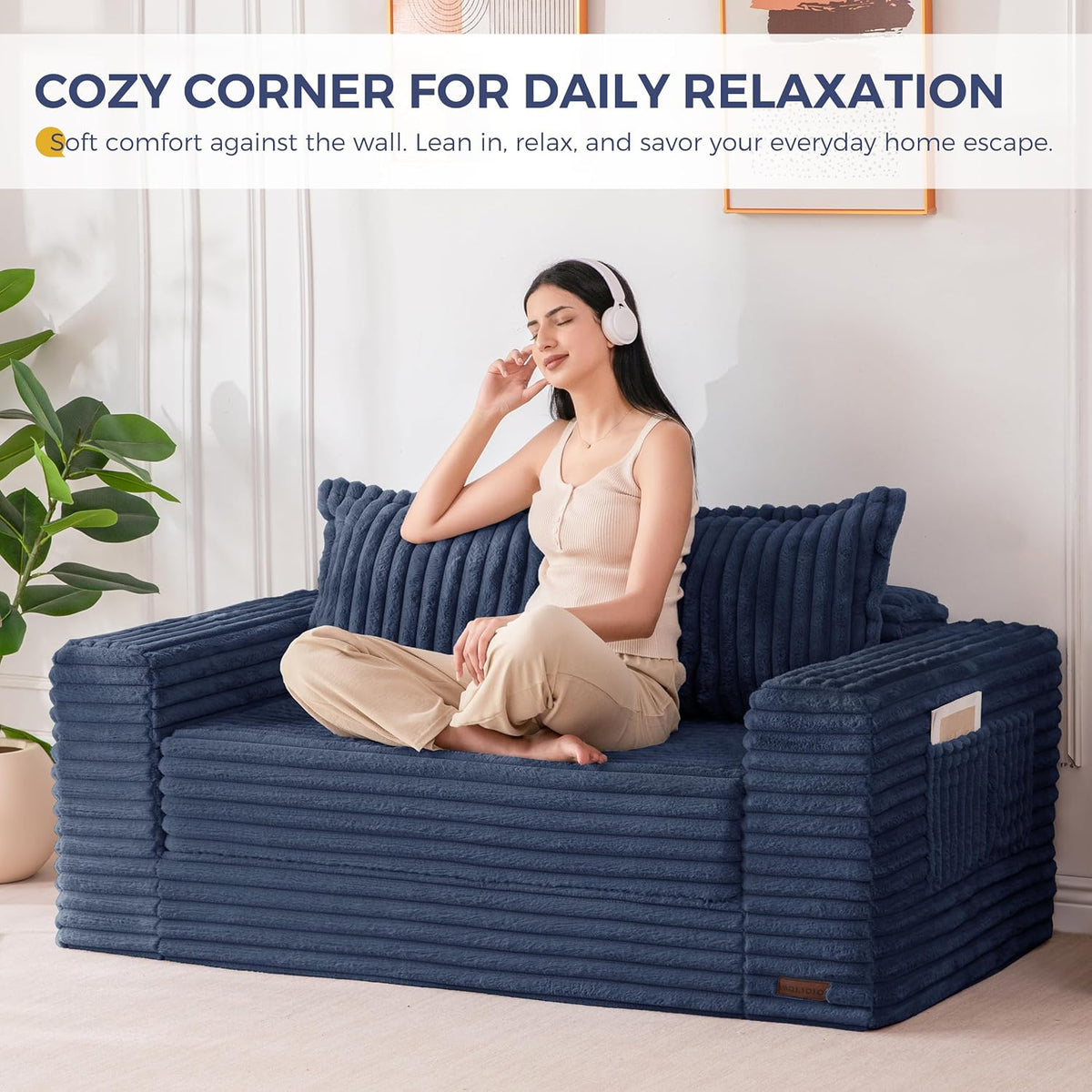 MAXYOYO Convertible Sofa Bed, Pull-Out Loveseat Couch Bed for Small Space