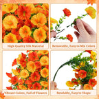 6Pcs Artificial Fall Hanging Flowers for Outdoors, Fake Autumn Plants