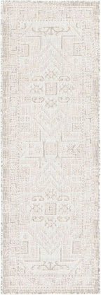 Unique Loom Outdoor Aztec Collection Area Rug - Coba (2' x 6' 1" Runner, Light Gray/ Ivory)