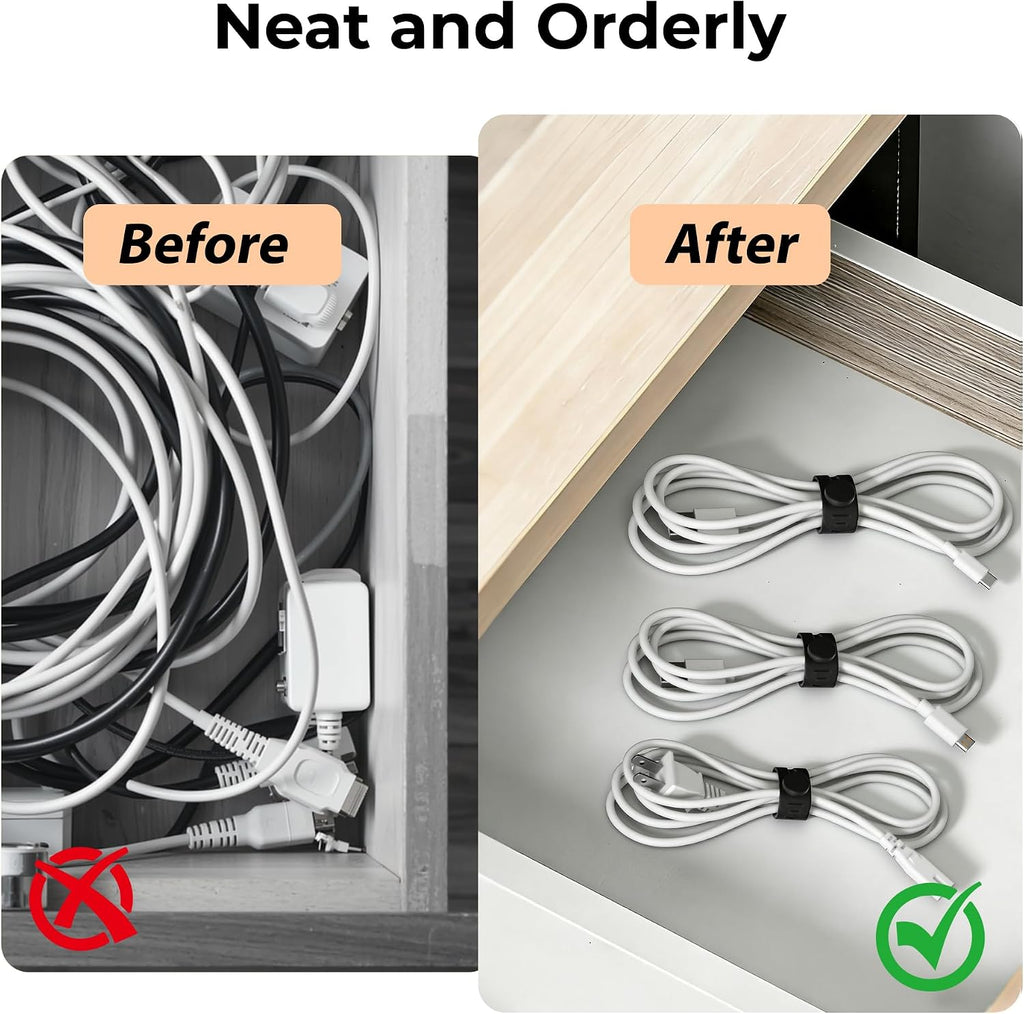 14 Pack Rotatable Cable Clips & Silicone Cable Straps Set