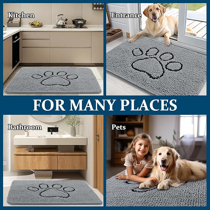 OLANLY Dog Door Mat for Muddy Paws 40x32, Paw Print Design, Absorbs Moisture - Image 8