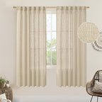 LAMIT Light Filtering Linen Curtains 68 inches Long by LAMIT
