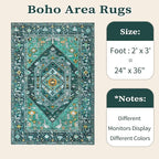 SERISSA Boho Rugs for Entryway, 2x3 Teal Entryway Rug Non-Slip Washable Small - Image 6