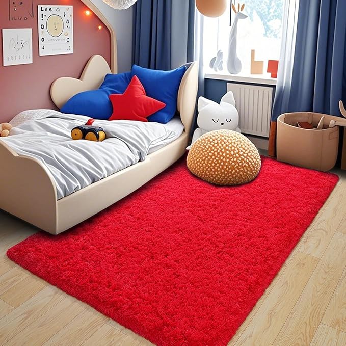 Pionblank Fluffy Area Rug for Bedroom 4x6 Feet, Shag Soft Rug for Living Room by PIONBLANK